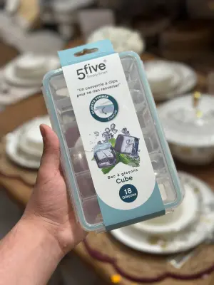 🧊 Bac à Glaçons Cube avec Couvercle à Clips – 18 Glaçons – 5Five Simply Smart
