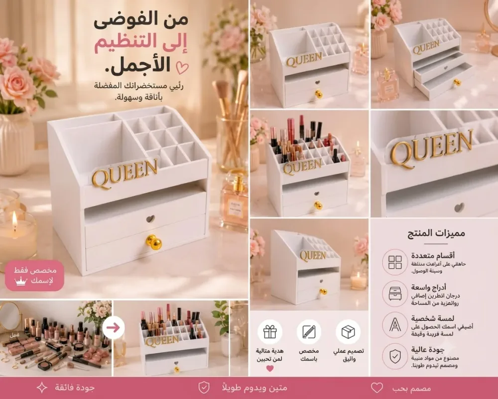 منظم مستحضرات التجميل الفاخر "QUEEN"
