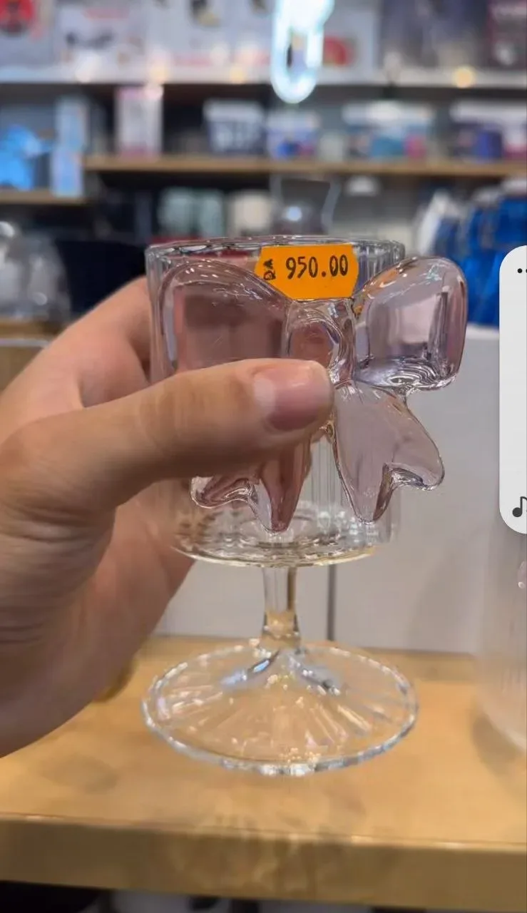 🎀 Verres en Verre Nervuré avec Nœud Décoratif - Collection Romantique