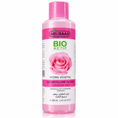 ABUSAAD Eau Micellaire à l’Eau de Rose 250ML – Hydra Végétal 3-en-1