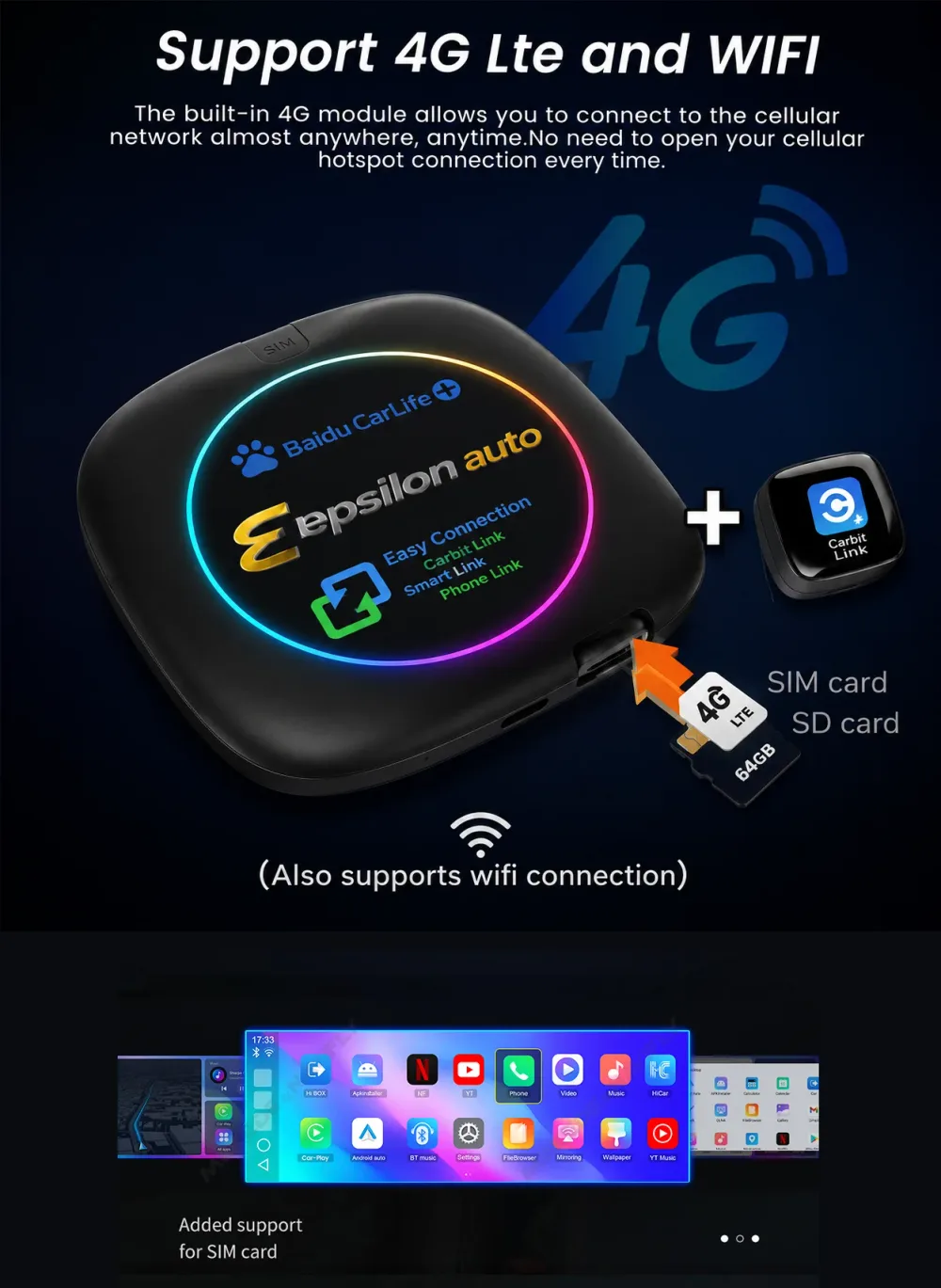 adaptateur baiducarlif vers carplay ou android 13