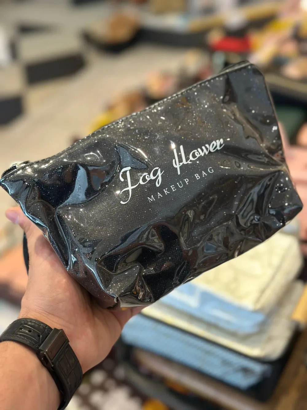 ✨ Trousse de Maquillage Pailletée Fog Flower