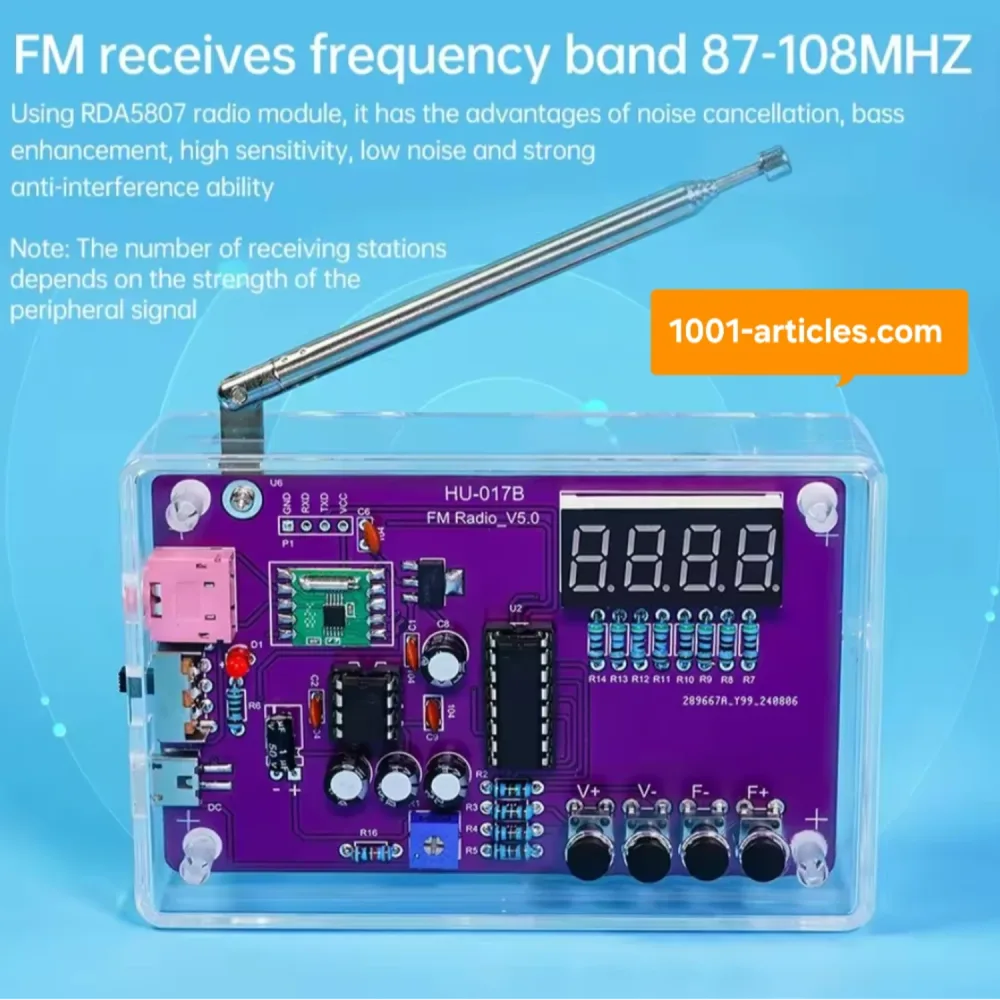 KIT électronique RADIO FM, à monter soi-même - 87-108 MHz, réglable, affichage numérique.