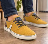 Sneakers Homme Tom Tailor en Tissu Jaune Moutarde à Lacets