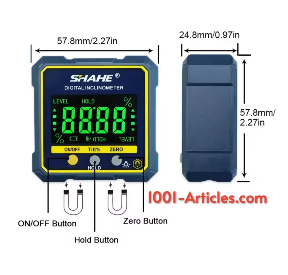 Inclinomètre numérique, base magnétique, mesure d'angles et pentes, écran LCD