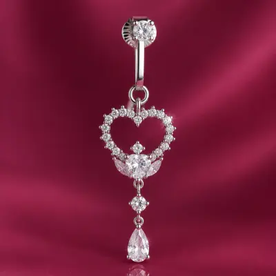 Heart fake belly piercing