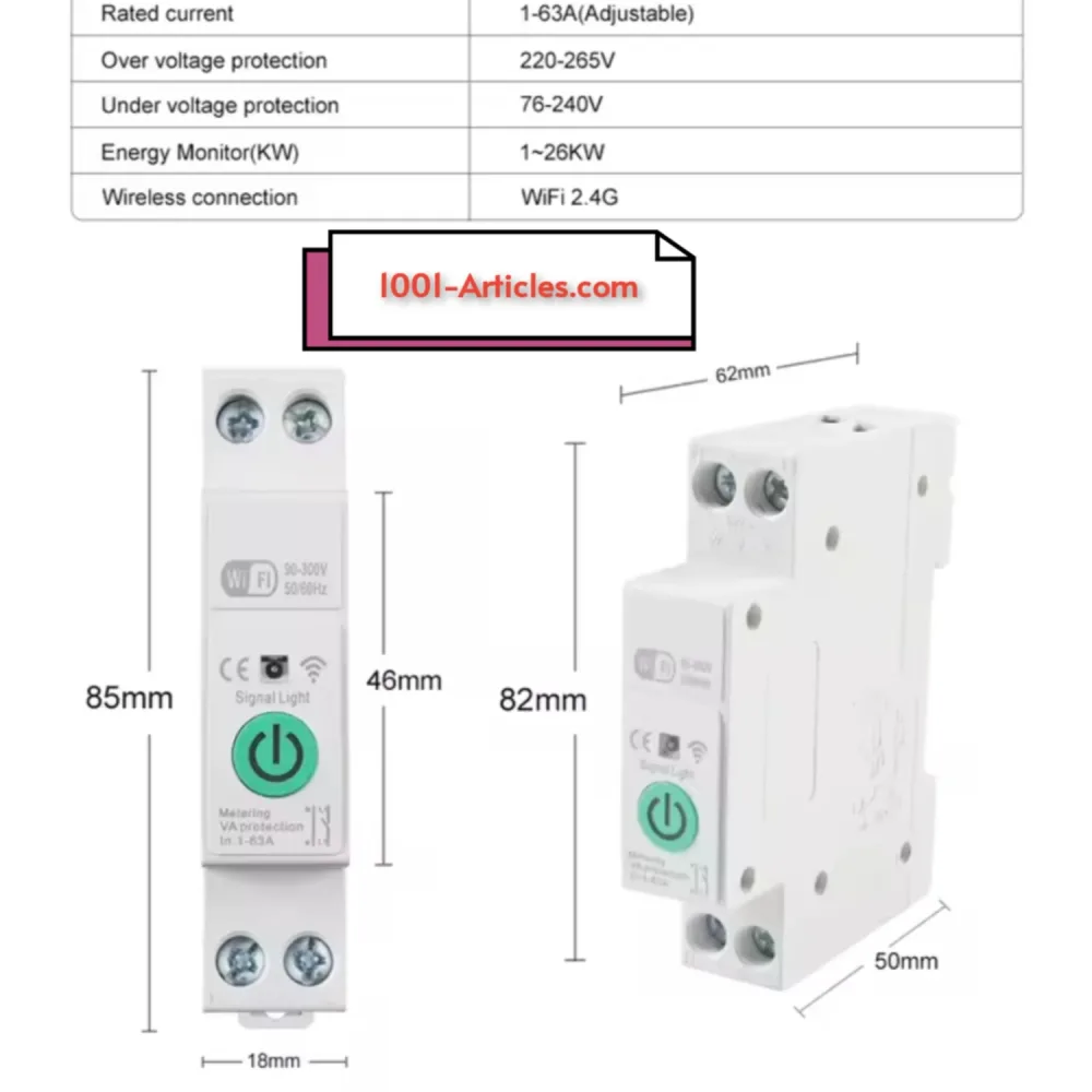 Disjoncteur Protecteur intelligent MANHAT Tuya Wifi 63A