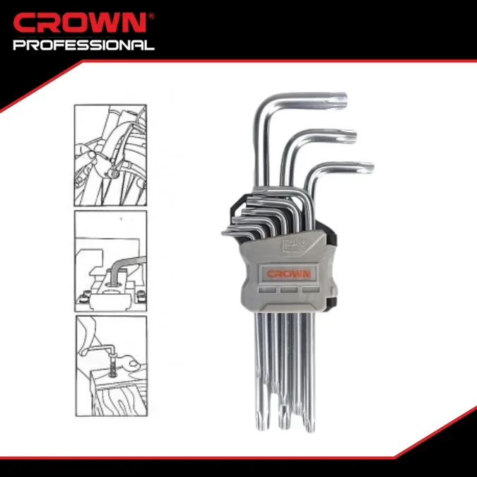 jeu de clés Torx de 9 pièces de la marque Crown Professional