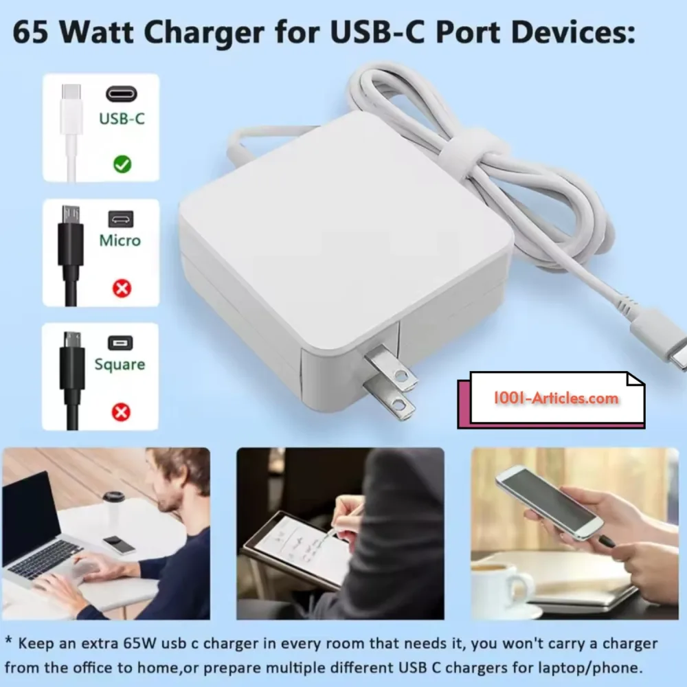 Adaptateur secteur 65W USB Type-C pour ordinateur portable