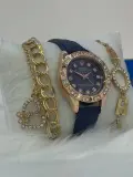 ساعة نسائية مع أساور فاخرة😍❤️