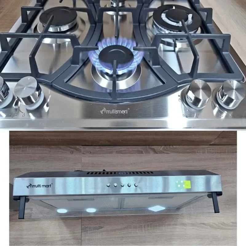 Plaque de Cuisson + Hotte Aspirante MultiSmart 60cm – طقم 2 قطع Inox | بلاك مطبخ حديث