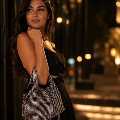 Crystal Luxury Bag – Silver & Midnight Blue Edition