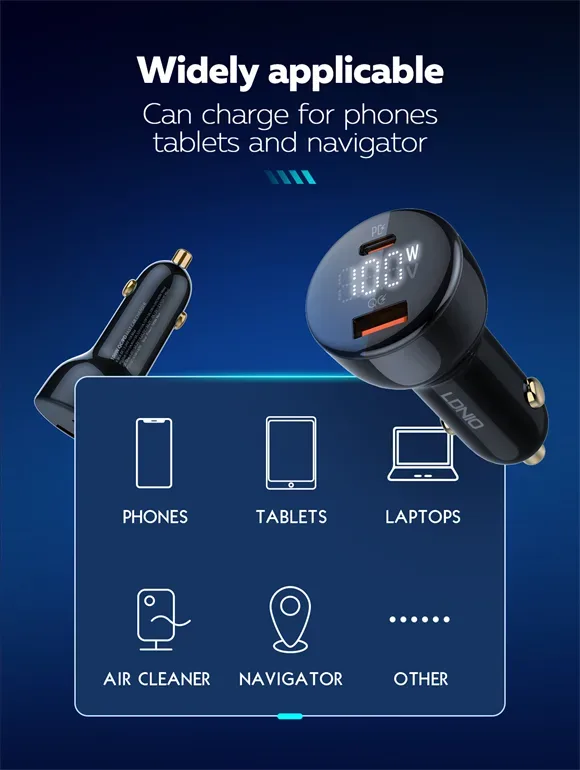 100W Dual USB Super Fast Car charger C101