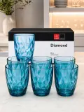💎 Set de 6 Verres à Eau "Diamond" - Verre Taillé Coloré