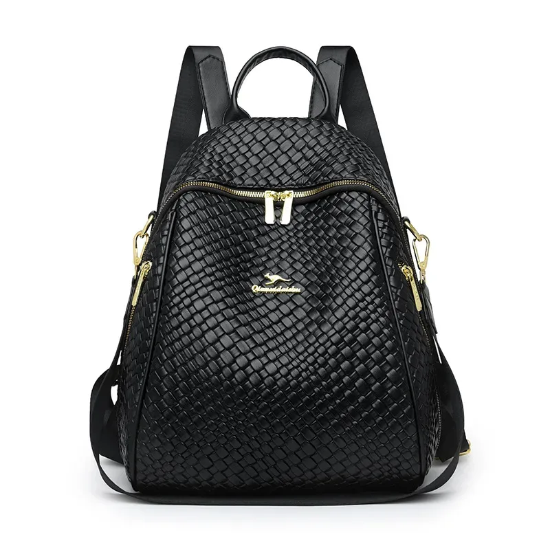 Sac à Dos Femme en Cuir Tressé Élégant avec Ceinture D'Épaule Convertible - حقيبة ظهر جلدية للنساء بتصميم فاخر