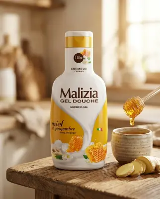 Malizia جال دوش بعطر العسل والزنجبيل 1L