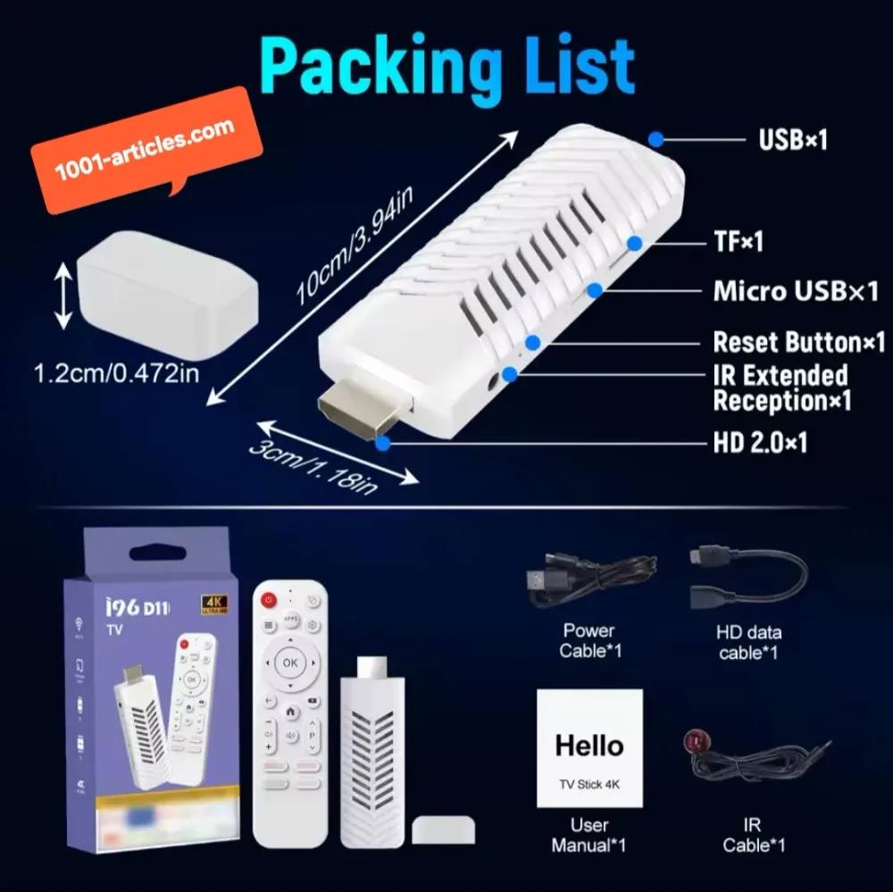 Smart StickTv Android 14, 4K - i96 D10, Google Tv, UltraHD .
