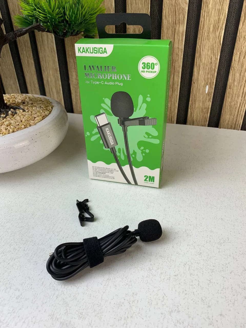 Microphone cravate professionnel USB-C de 2 m à condensateur sphérique - ميكروفون جودة صوت احترافية كابل بطول 2 متر