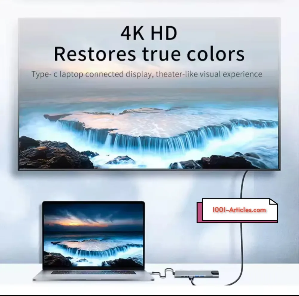 Adaptateur USB 8 en 1, Type C, 4K HDTV, Carte TF SD, Port RG45