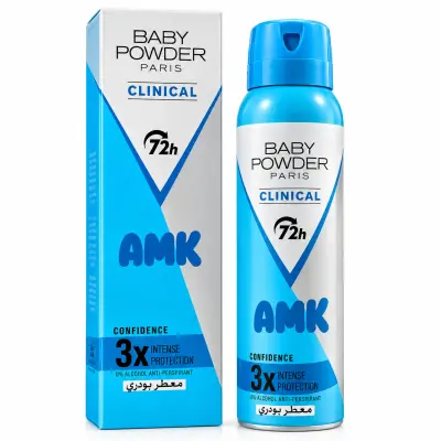 AMK Baby Powder Paris Déodorant Clinical 72H – Parfum Poudré 150ML