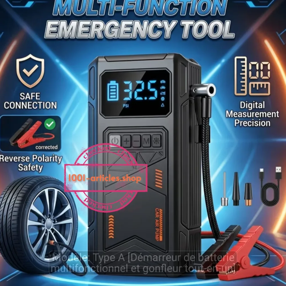 Kit de démarrage de voiture et Compresseur d'air numérique - JKUOO - 180 PSI