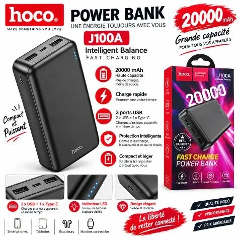FAST CHARGE POWER BANK Hoco J100A - 20,000mAh