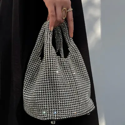 Crystal Luxury Bag – Silver & Midnight Blue Edition