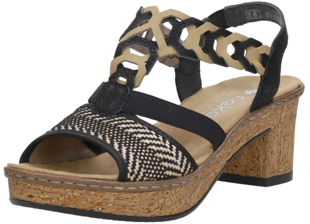 Sandales Femme Rieker Antistress 638C7-00 Noir – Talon 6,5 cm