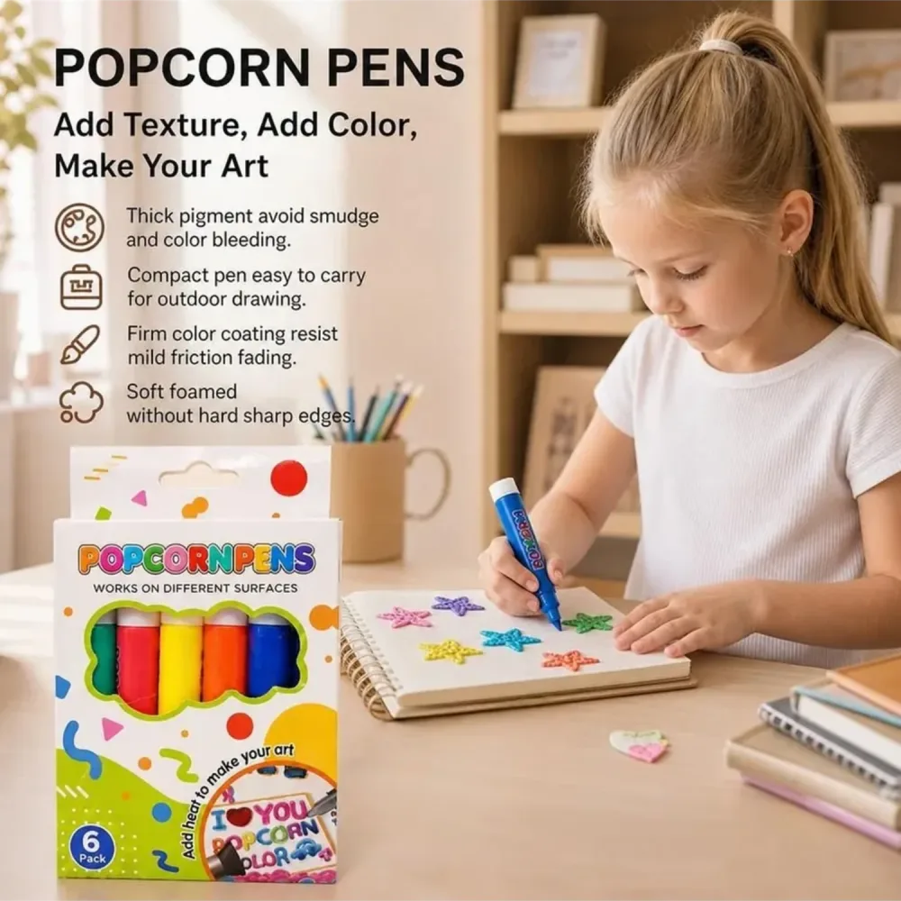يولّي ولدك فنان صغير مع Popcorn Pens! 🌈✨
