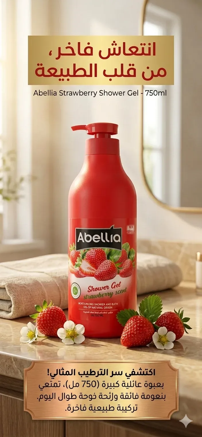 Abellia جال دوش بعطر الفراولة 750ml