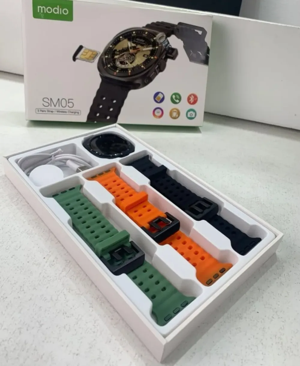 Montre connectée Modio SM05 prise en charge de la carte SIM avec 3 Bracelets