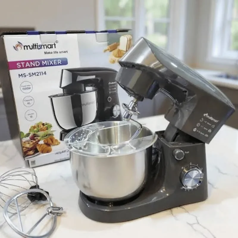 عجانة Multismart MS-SM2114 1500W مع وعاء Inox 4 لتر - خلاط و Pétrin احترافي 10 سرعات