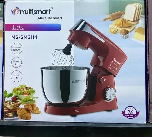 عجانة Multismart MS-SM2114 1500W مع وعاء Inox 4 لتر - خلاط و Pétrin احترافي 10 سرعات