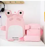 Sac à Dos Scolaires Enfant 3 en 1 Motif Grenouille Rose Language Style Dos Kawaii Rose SACKDS32RS - طقم حقائب مدرسية للأطفال 3 في 1 بتصميم الضفدع اللطيف
