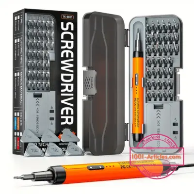 Ensemble de tournevis de précision, électrique rechargeable, 46 en 1, embouts magnétiques.