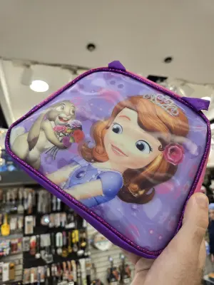 Sac isotherme repas "Princesse Sofia" rose et violet pailleté