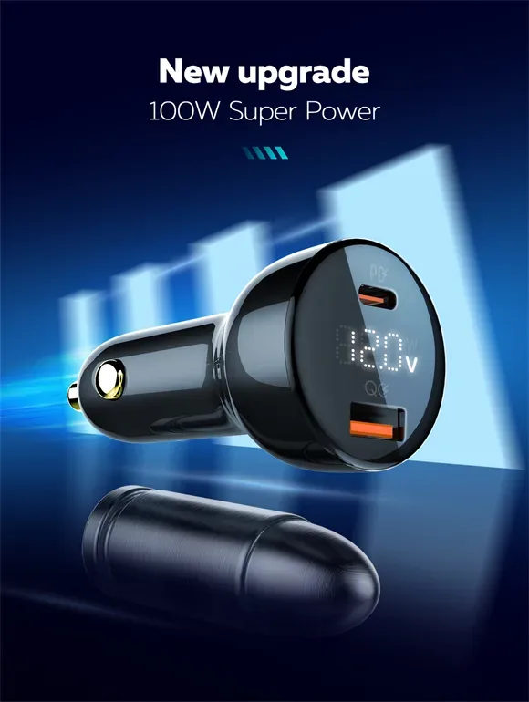 100W Dual USB Super Fast Car charger C101