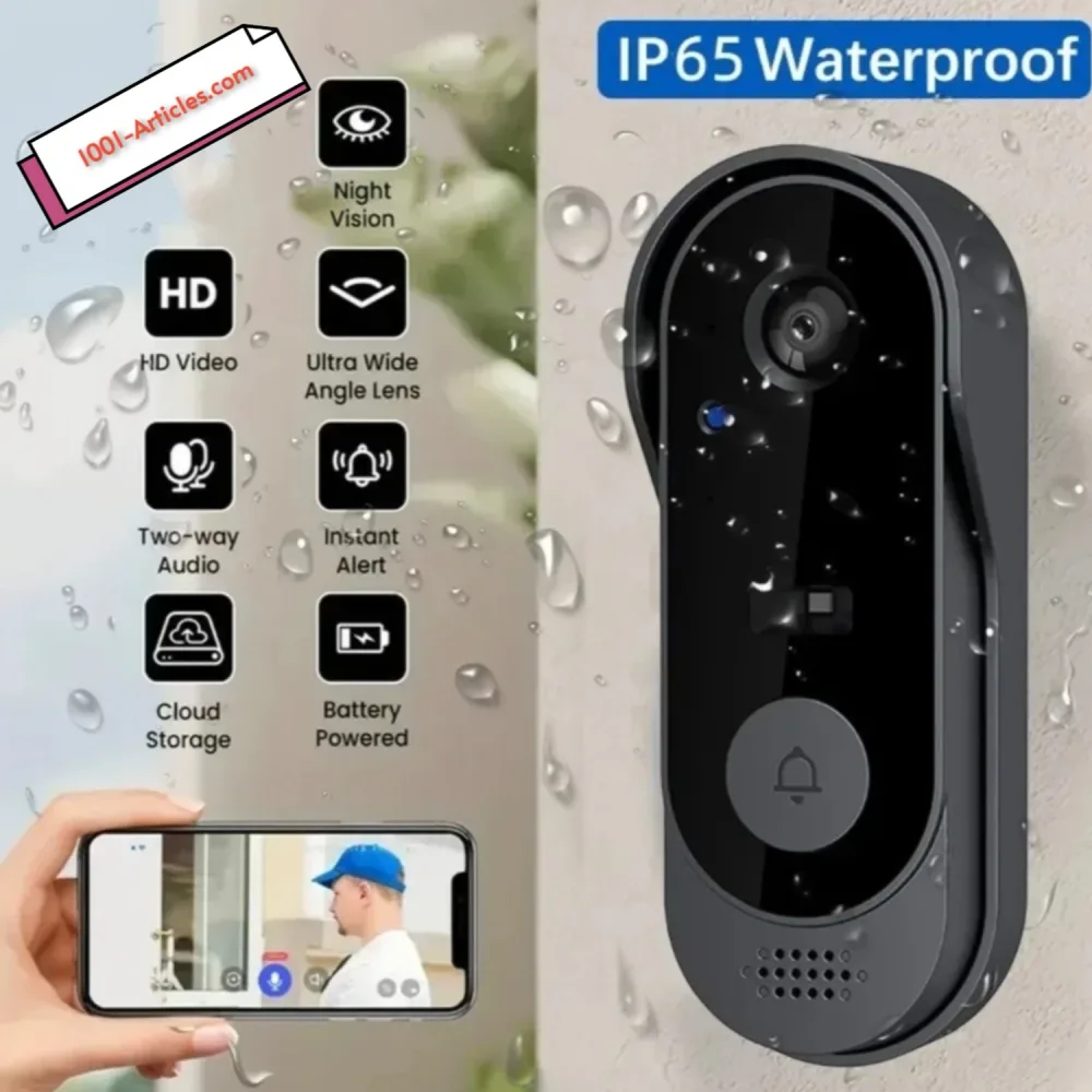Tuya Smart Wi-Fi, Sonnette video avec caméra sans fil, Interphone, HD, vision nocturne.