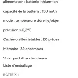 Thermomètre auriculaire médical rechargeable AiQUE - sans contact - LCD - Haute Précision.