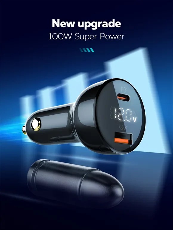 100W Dual USB Super Fast Car charger C101