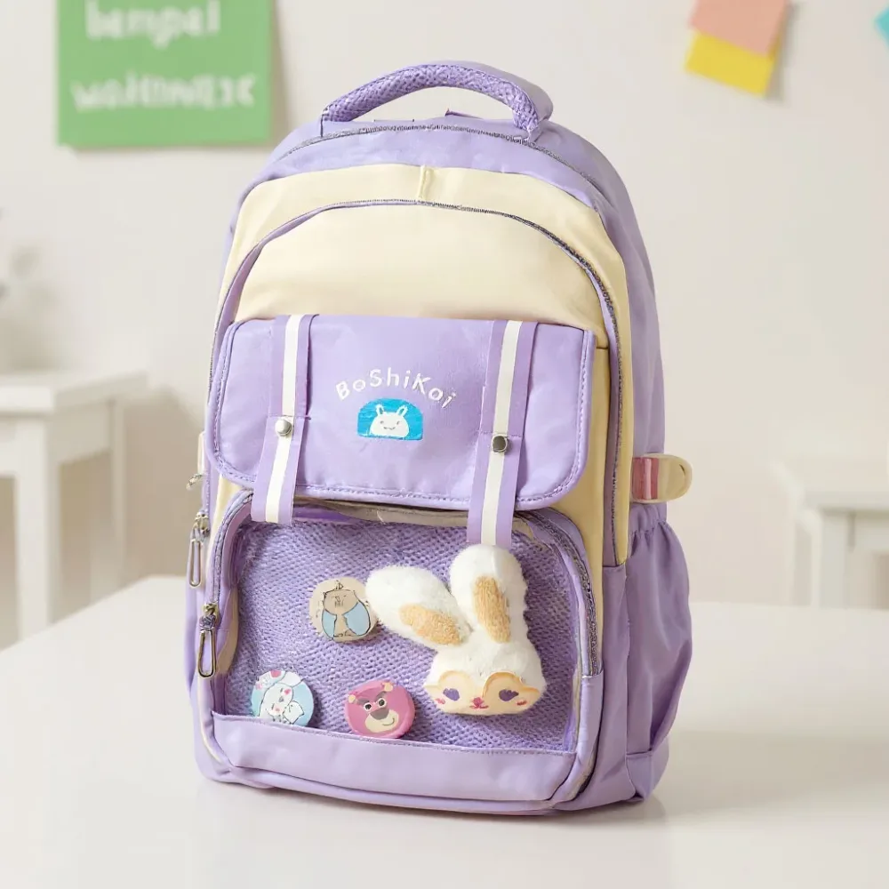 Sac à Dos Scolaire pour Enfants Style Kawaii BoShiKai Noir – حقيبة ظهر مدرسية للأطفال أسود