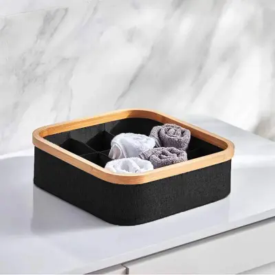 Panier de rangement pour salle de bain en feutre tissé 4 compartiments – سلة تنظيم الأغراض في الحمام