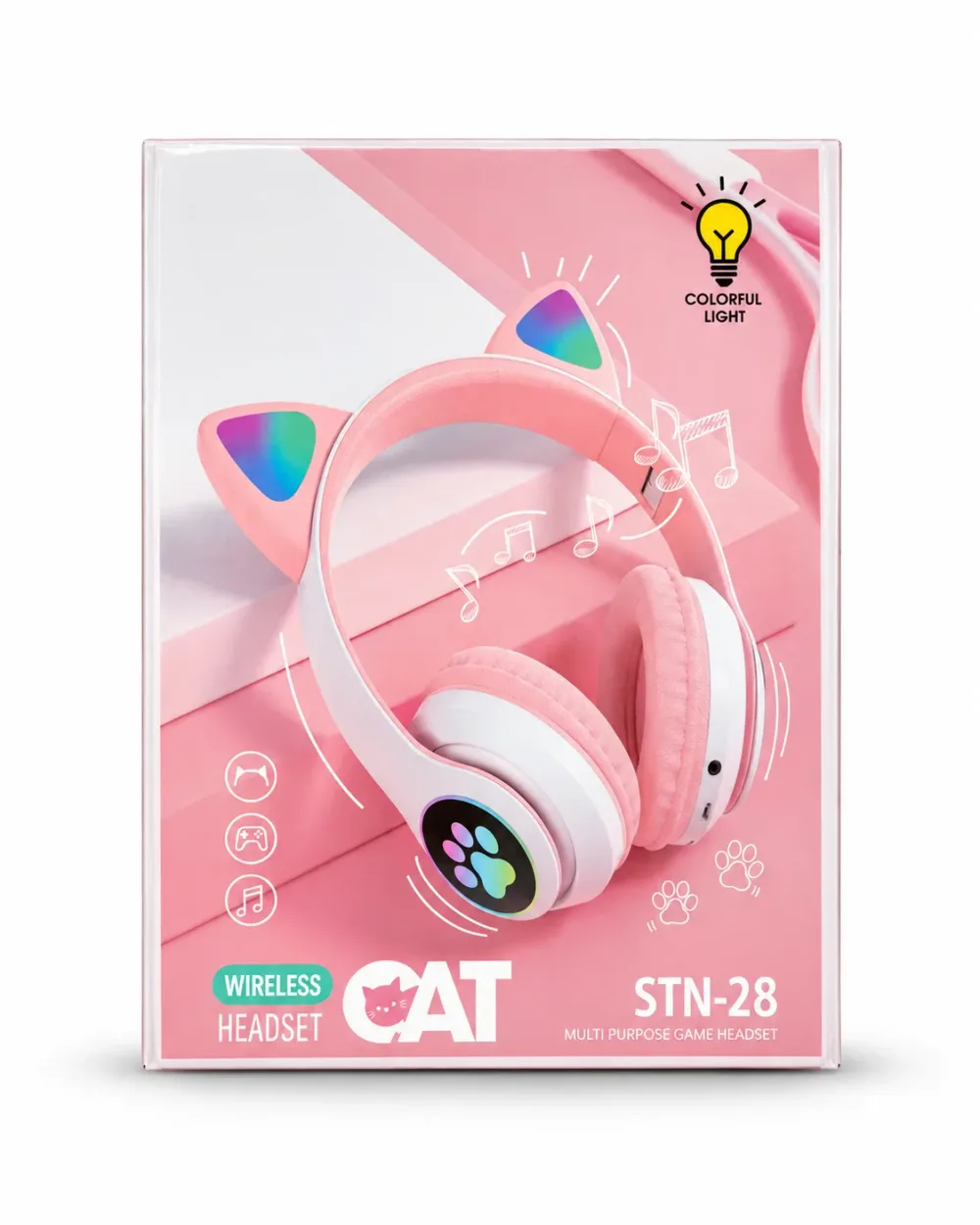 Casque Bluetooth sans fil avec oreilles de chat LED stn-28