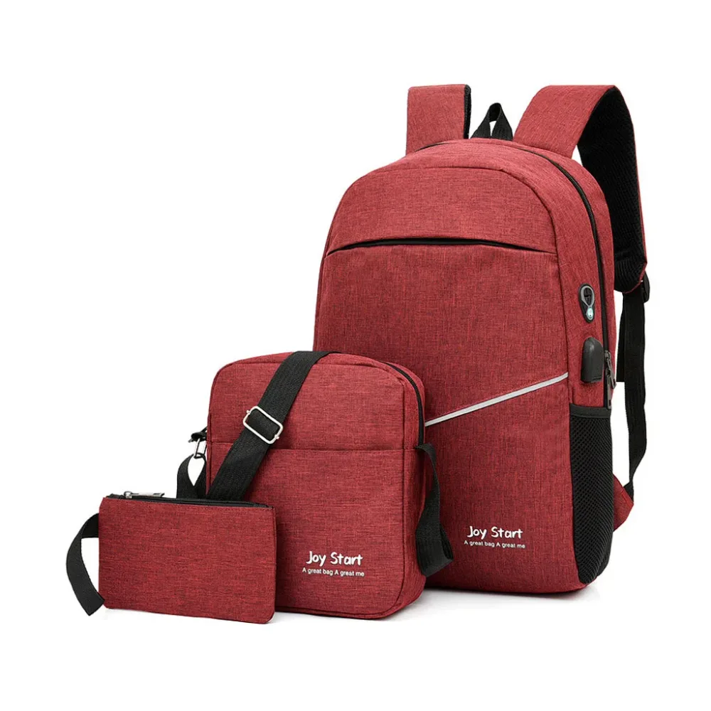 3 PCS Sac à dos multifonctionnel Avec Sortie USB ET Sortie kit-man - Noir