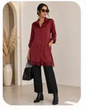 Chemise tunique longue bordeaux avec bas en dentelle