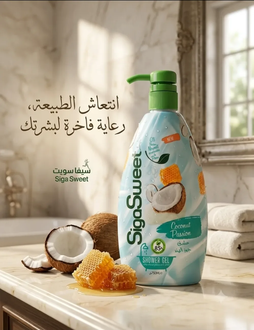 Sigasweet جال دوش عشق جوز الهند 750ml