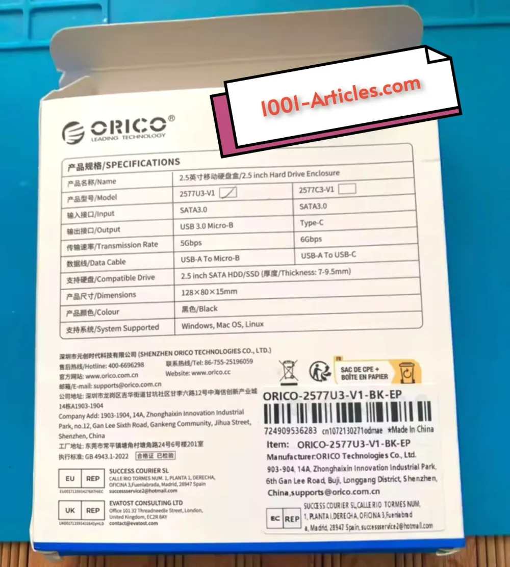 Boîtier Externe ORICO - SATA SSD / HDD 2.5