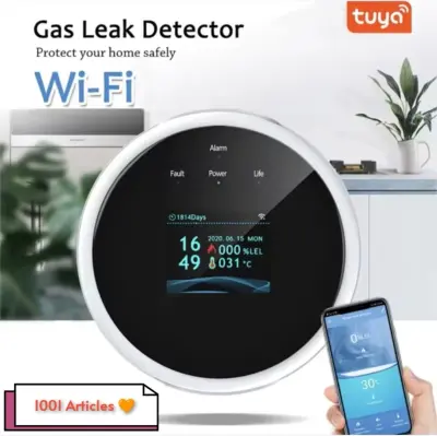 Détecteur intelligent de fuite de gaz avec sirène et capteur de température - Tuya Smart WiFi