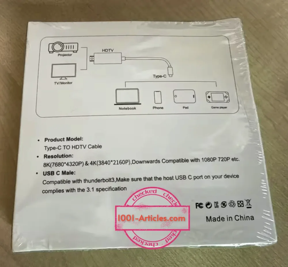 Adaptateur Type C vers HDMI 8k @ 60Hz 4K @ 120Hz, câble HDTV convertisseur TV.