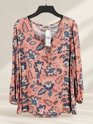 Blouse femme Damart imprimée florale rose – Taille 38